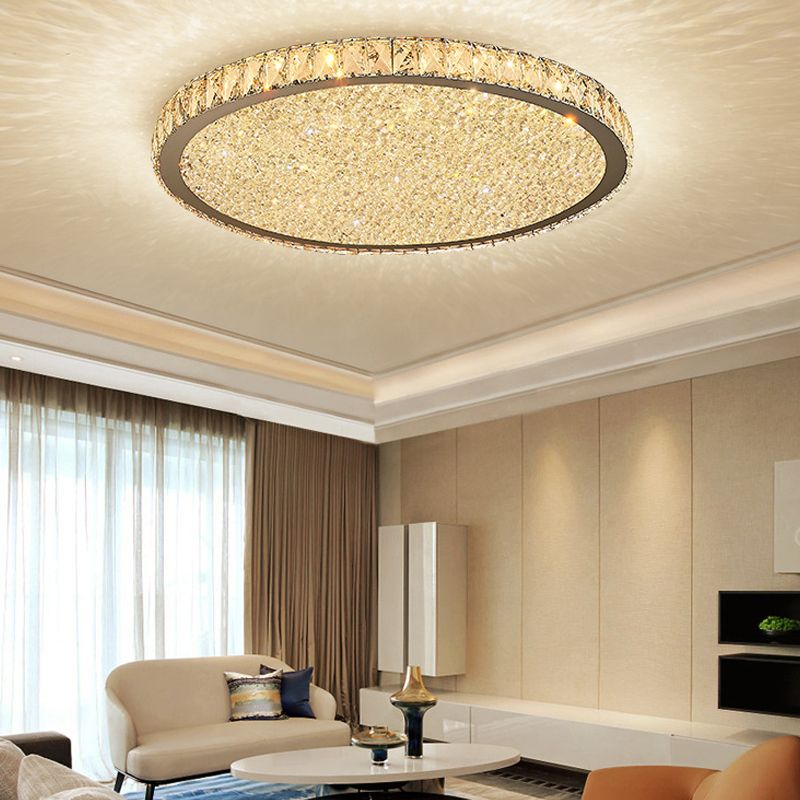 Kristy Round Flush Mount Ceiling Light Clear/Amber Living Room - Lumpaz