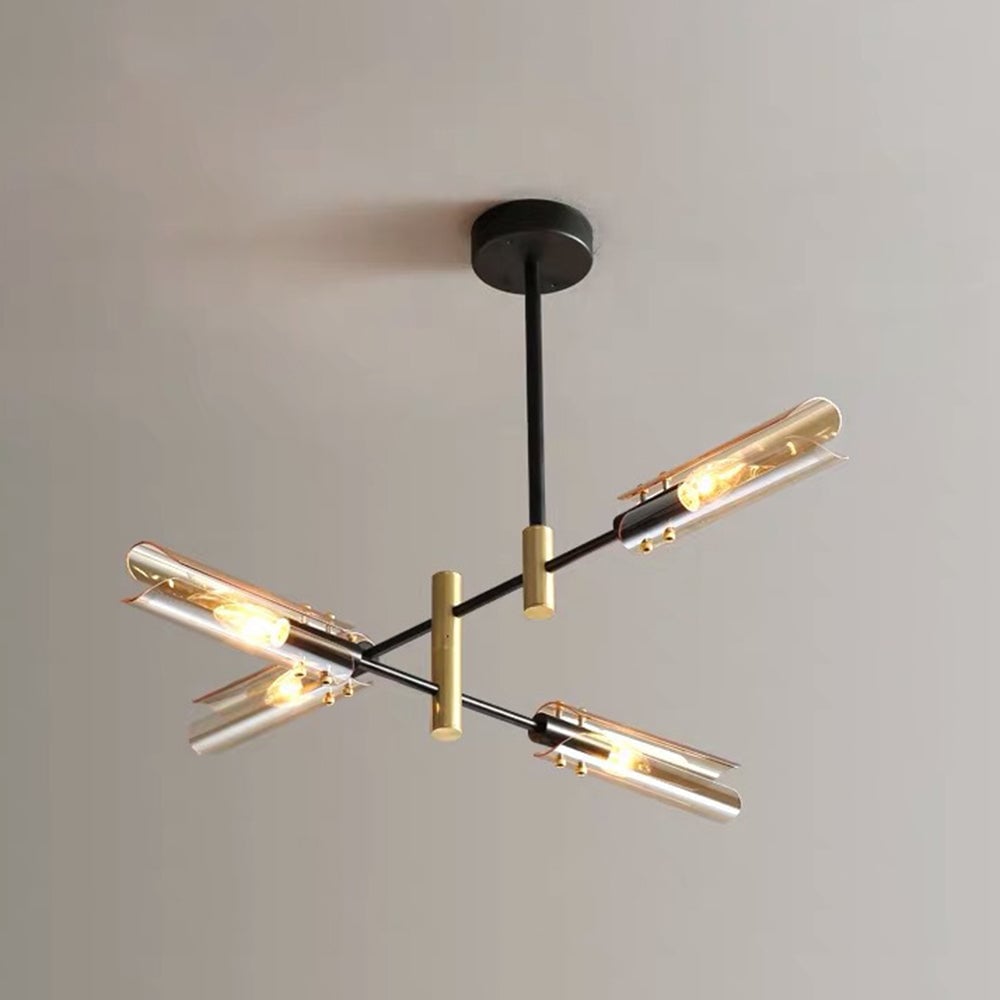 Sanna Modern Metal/Glass Semi-Flush Mount Ceiling Light, Gray/Amber - Lumpaz