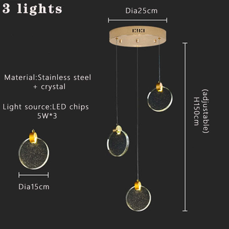 Kristy Minimalist Round  Metal/Crystal Chandelier, Gold - Lumpaz