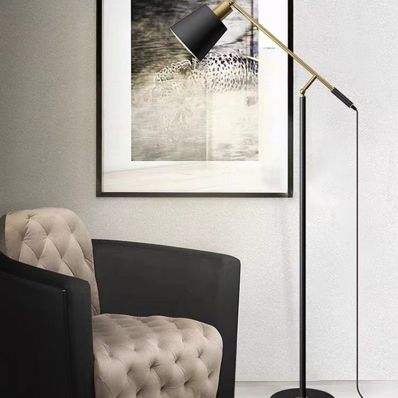 Salgado Modern Balance Arm Black Floor Lamp, Black - Lumpaz