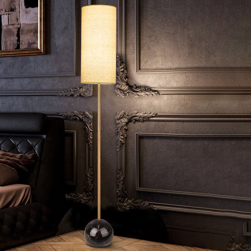 Eryn Modern Cylinder Shape Metal Fabric Floor Lamp - Lumpaz