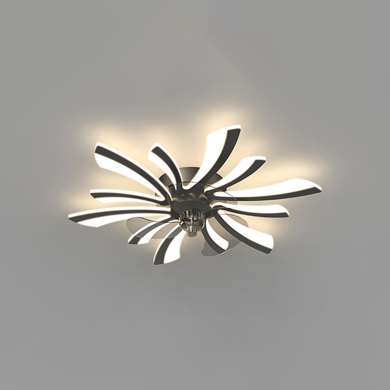 Hana Modern Flower Ceiling Fan with Light, 3 Color, L 25.5"/27"/31"/35.5" - Lumpaz