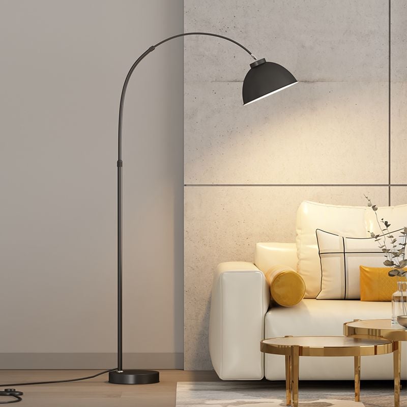 Morandi Modern Arc Metal Floor Lamp, Black/Red/Yellow - Lumpaz