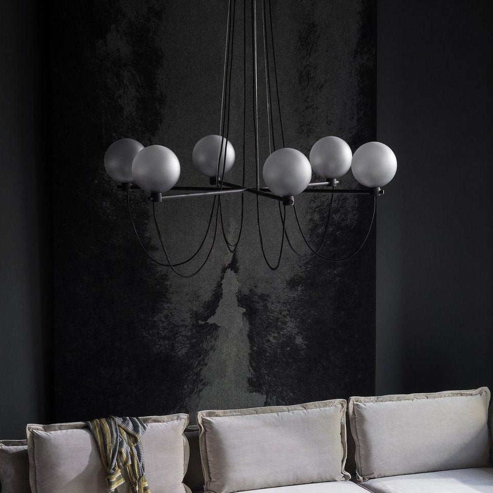 Valentina Nordic Modern Glass Ball Chandelier, Smoke Gray/Blue - Lumpaz