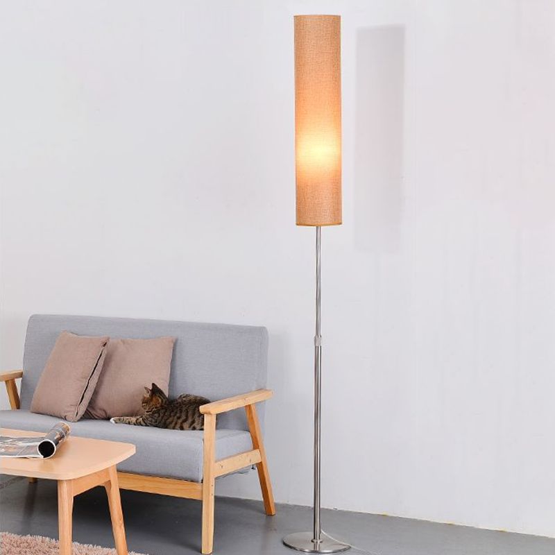 Renée Modern Cylinder Fabric Metal Floor Lamp, White/Red/Brown/Coffee - Lumpaz