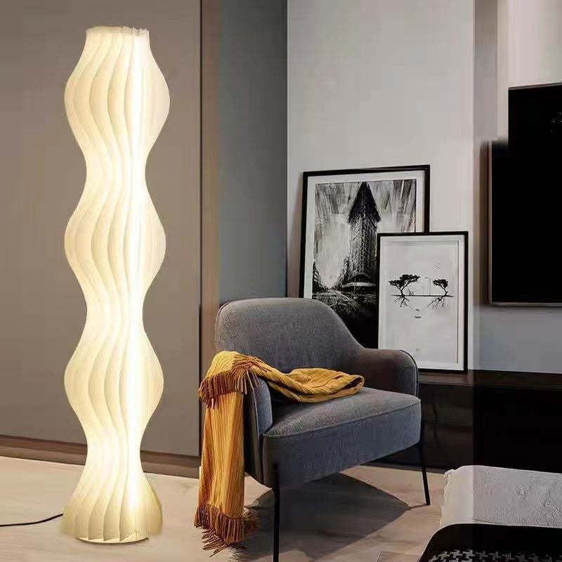 Salgado Artistic Pleated Acrylic Floor Lamp White - Lumpaz