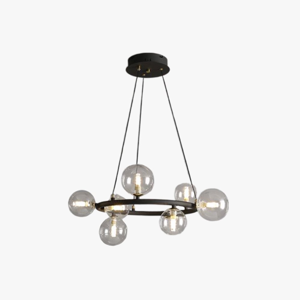 Valentina Modern Glass Globe Ring Chandelier, Gold/Black - Lumpaz