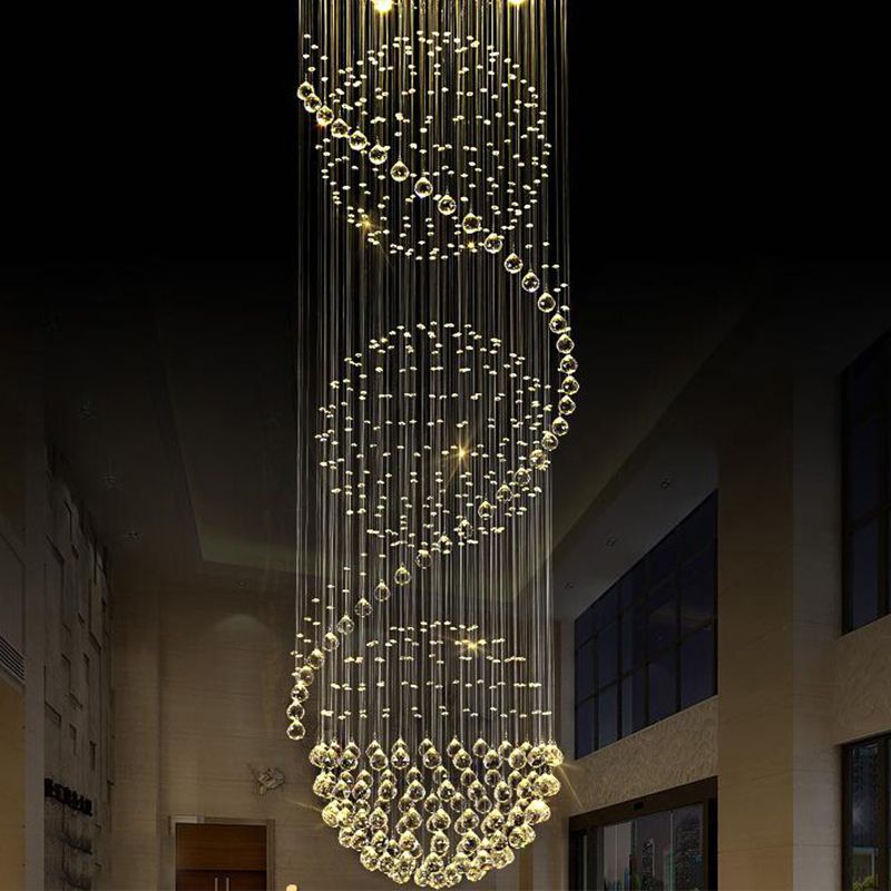 Hailie Luxury Spiral Cascading Crystal Chandelier, Chrome - Lumpaz