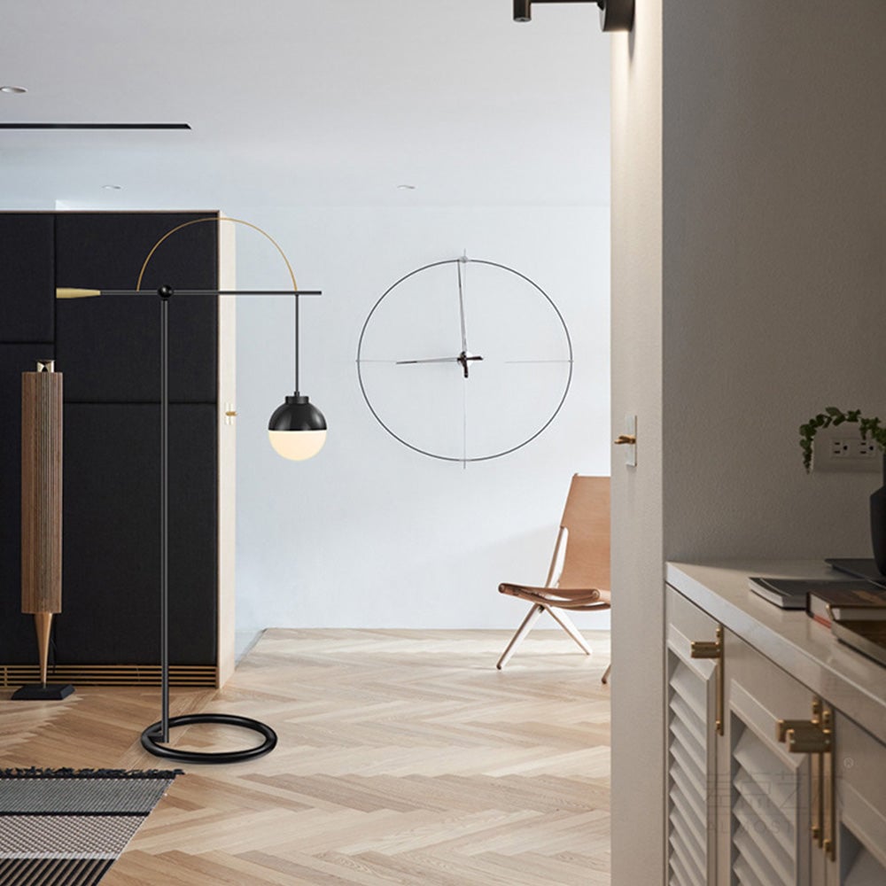 Valentina Modern Nordic Curved Bubble Metal/Glass Floor lamp, Black - Lumpaz