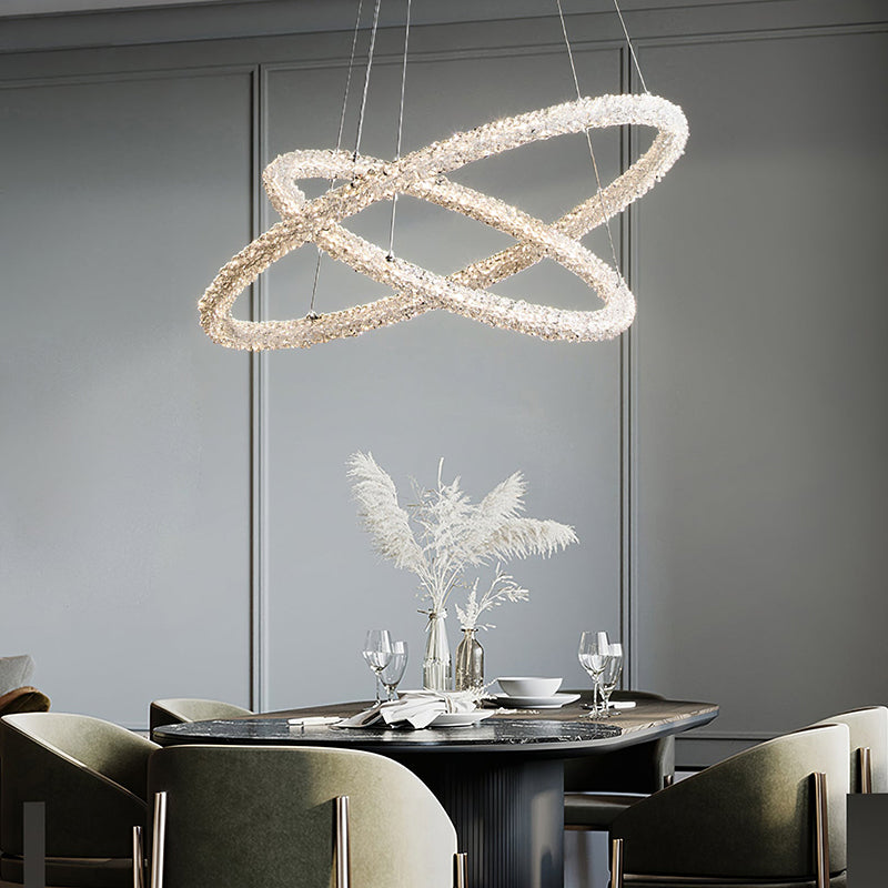 Kristy Art Deco Chandelier, Metal & Crystal, 1/2/3 Ring - Lumpaz