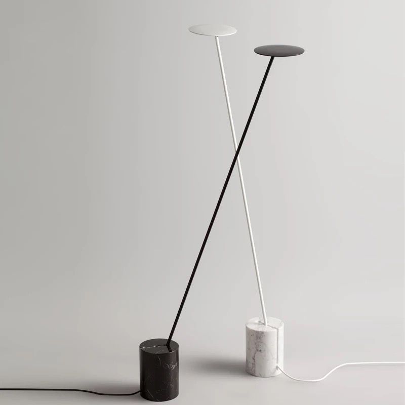 Valentina Nordic LED Floor Lamp, Black&White, Metal&Marble - Lumpaz