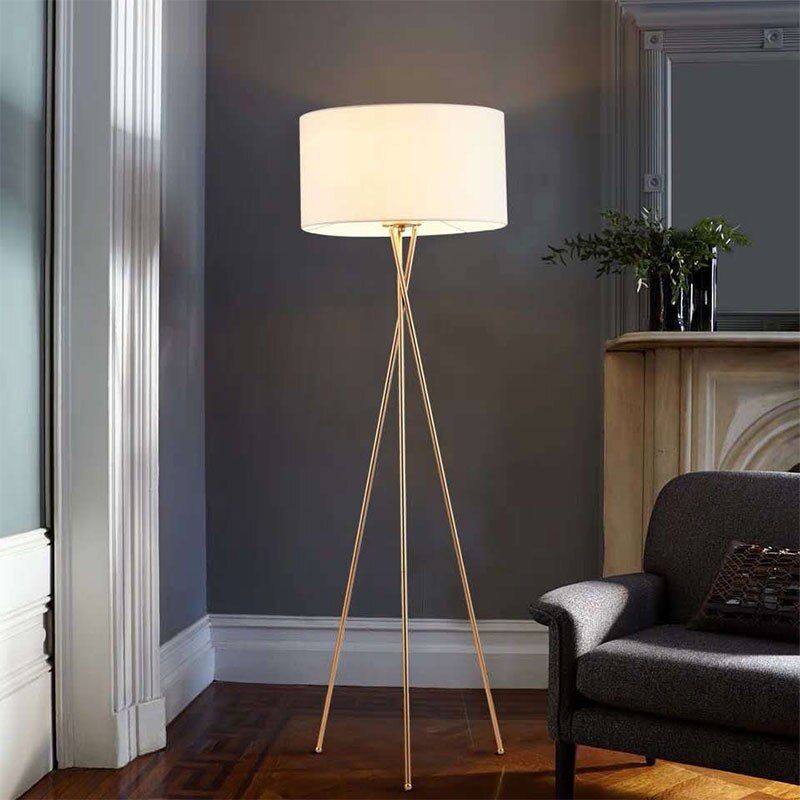 Baines Modern Tripod Floor & Table Lamp, Fabric - Lumpaz