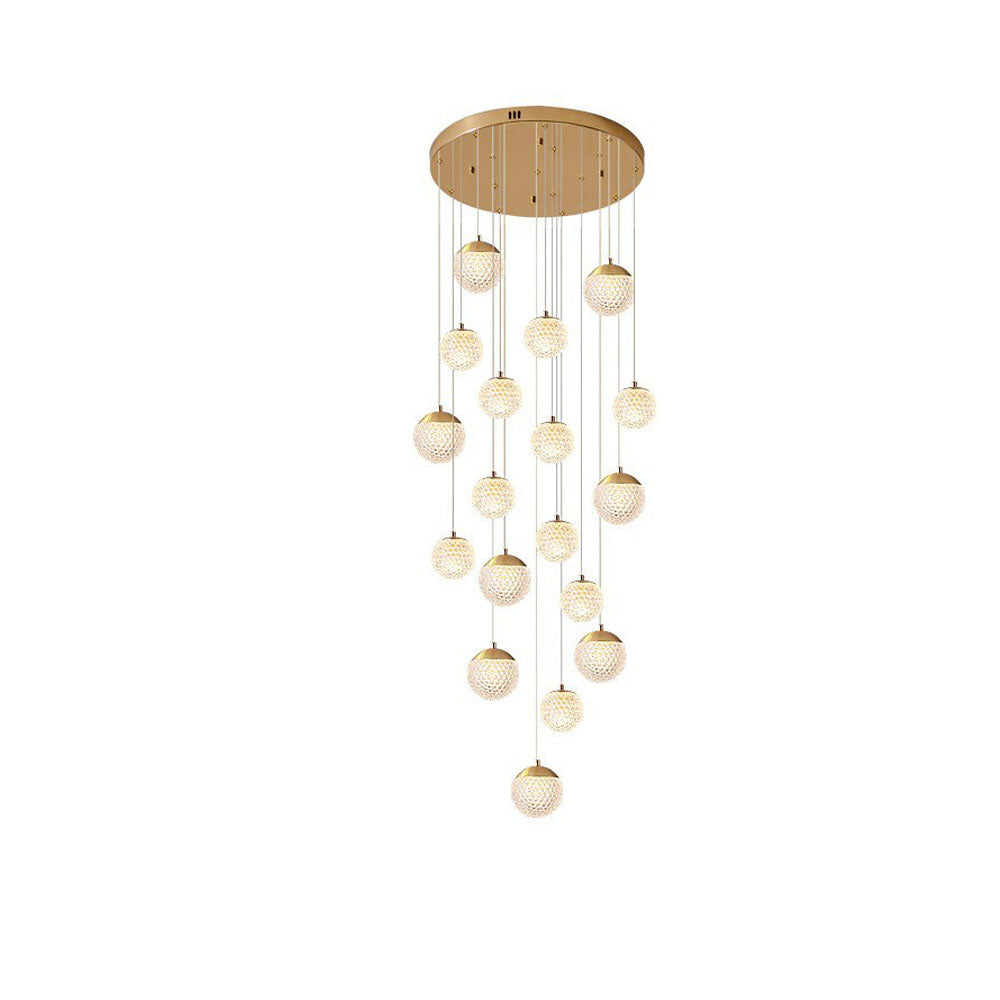 Jibril Multi Staircase Modern Art Deco Pendant Light, Gold - Lumpaz