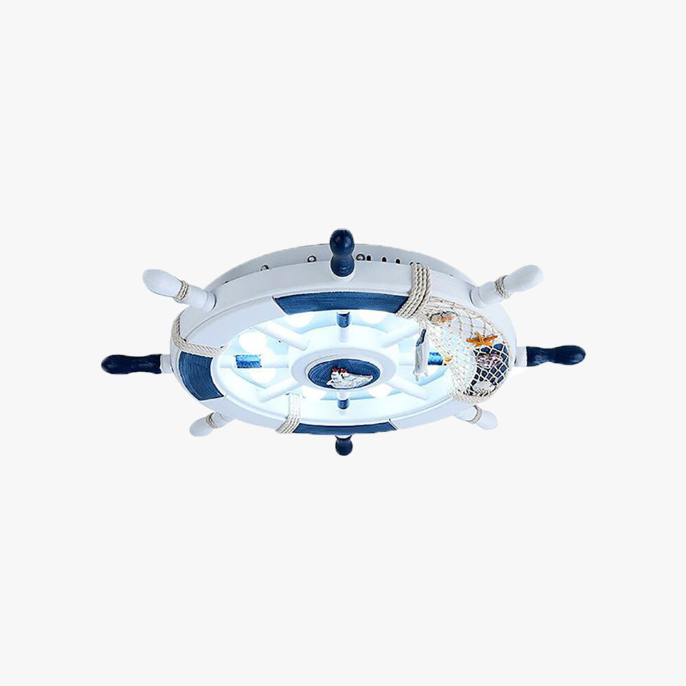 Quinn Modern Rudder Metal Flush Mount Ceiling Light White/Blue Bedroom - Lumpaz