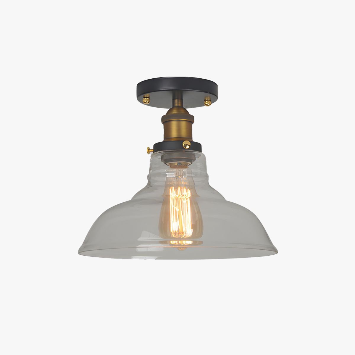 Alessio Industrial Glass Flush Mount Ceiling Light, Black - Lumpaz