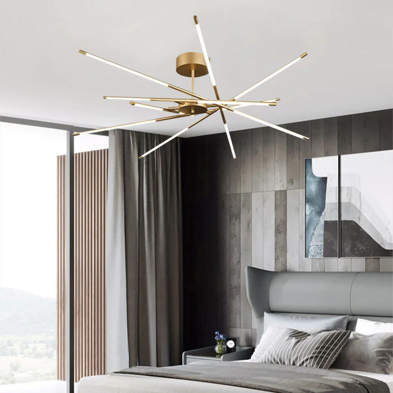 Edge Modern Linear Metal/Acrylic Ceiling Light, Black/Gold - Lumpaz