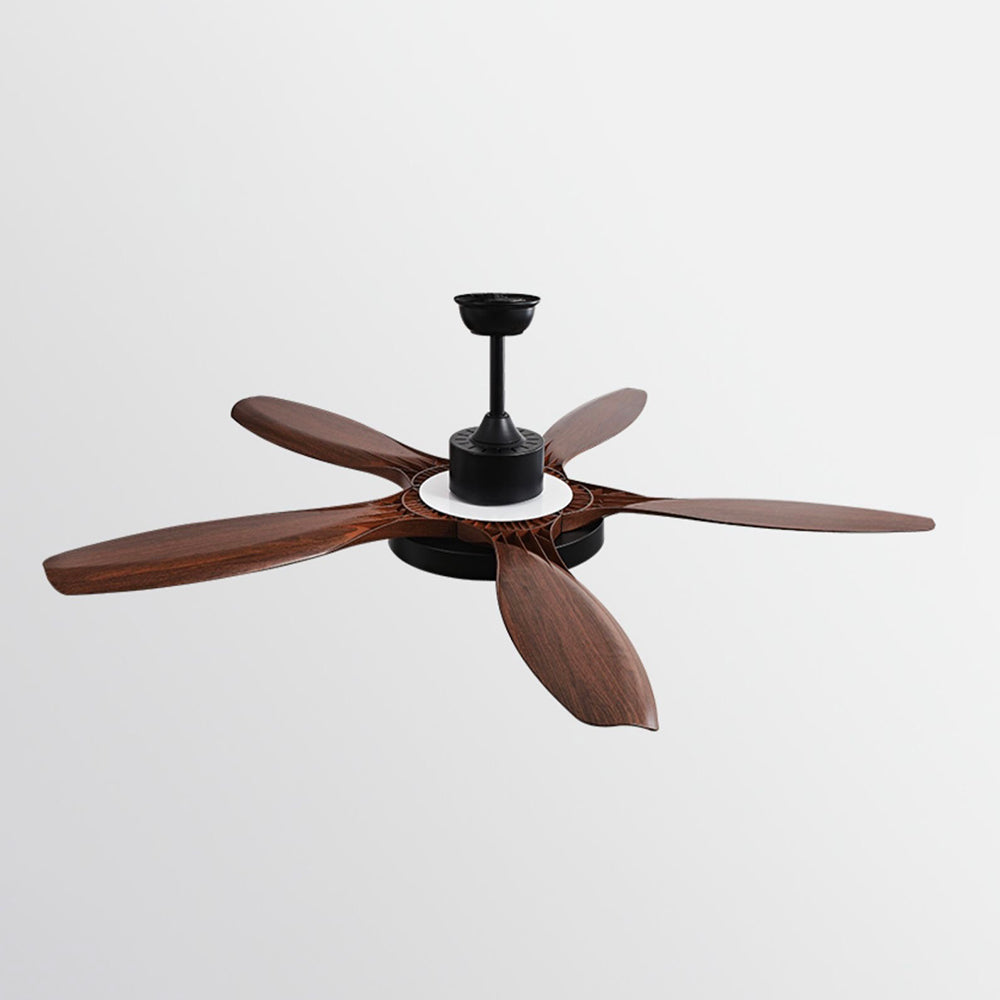 Ozawa Basic White & Black 5-Blade DC Ceiling Fan with Light, Wooden, 51'' - Lumpaz