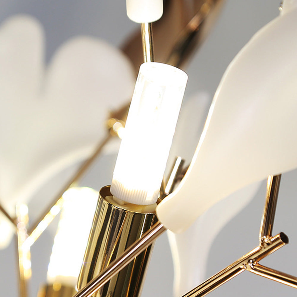 Olivia Floor Lamp Leaf Artistic, Ceramic/Metal, White/Gold, Study - Lumpaz