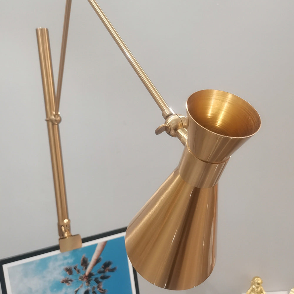 Carins Modern Art-deco Metal Easel Adjustable Floor Lamp, Brass - Lumpaz