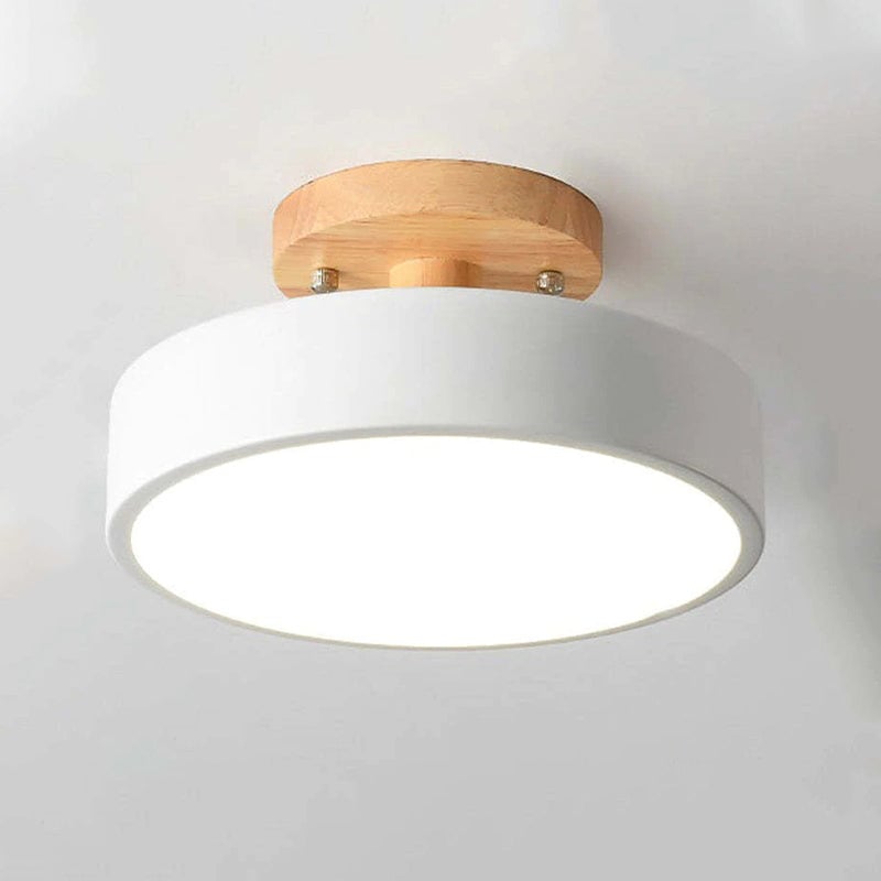 Quinn Round LED Flush Mount Ceiling Light Modern Wood/Acrylic - Lumpaz