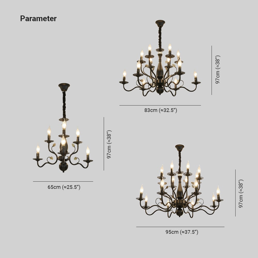 Marilyn Antique Candle Crystal/Metal Chandelier, Black/Gold - Lumpaz