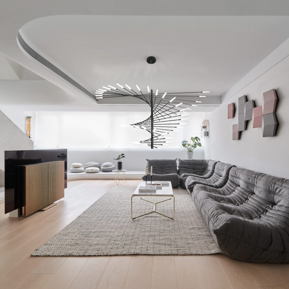 Lowry Modern Chandelier Black/Gold Metal/Acrylic Living Room - Lumpaz