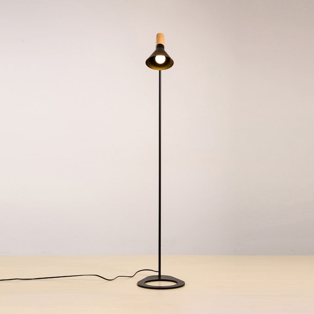 Carins Modern Minimalist Metal/Wood Floor Lamp, Black/White - Lumpaz