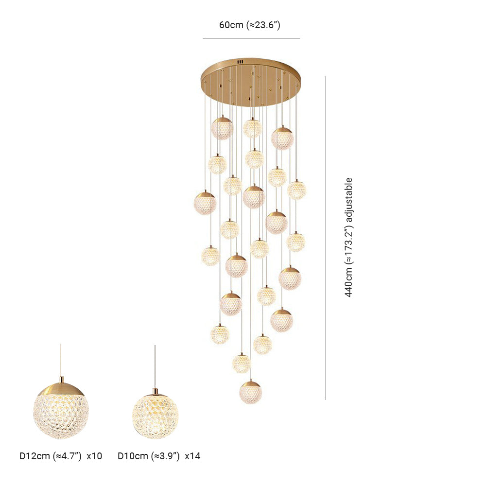 Jibril Multi Staircase Modern Art Deco Pendant Light, Gold - Lumpaz