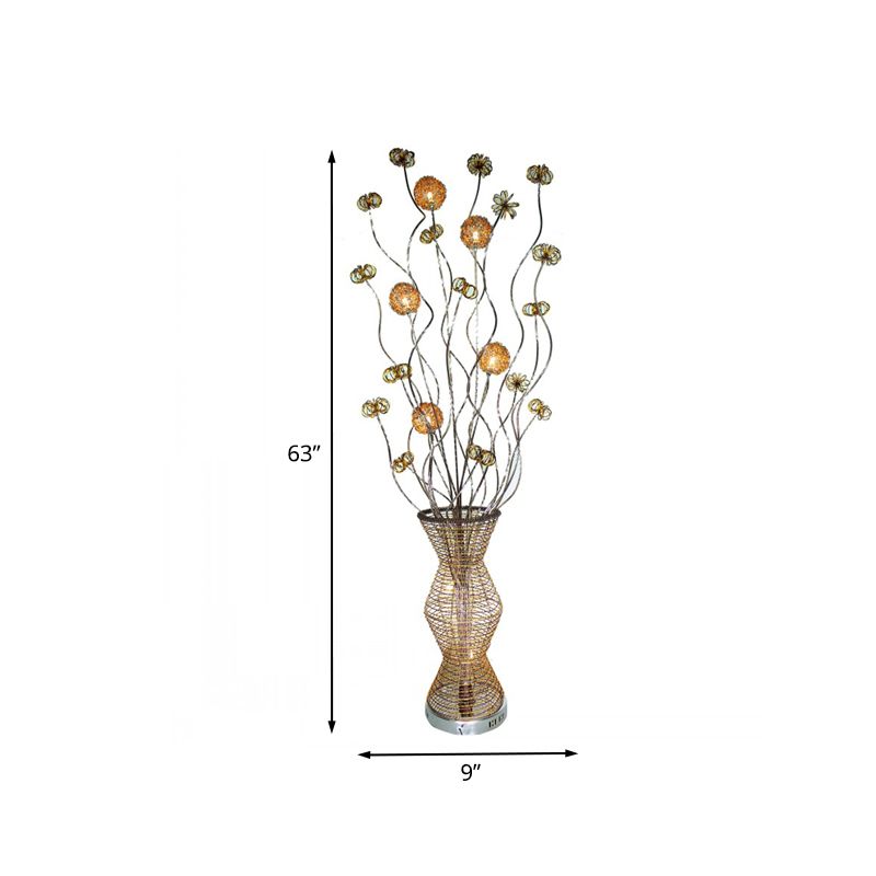 Bella Scandinavian Style Art Deco Handmade Metal Vase Gold Floor Lamp - Lumpaz
