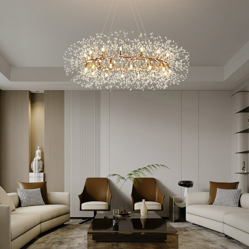 Lili Modern Dandelion LED Pendant Light Gold Metal/Crystal Bedroom/Living Room - Lumpaz