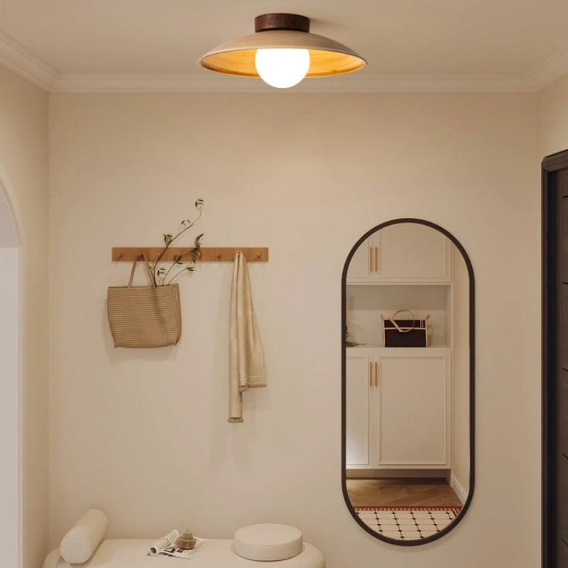 Ozawa Vintage Flush Mount Ceiling Light Wood/Metal/Glass Bar/ Hotels - Lumpaz