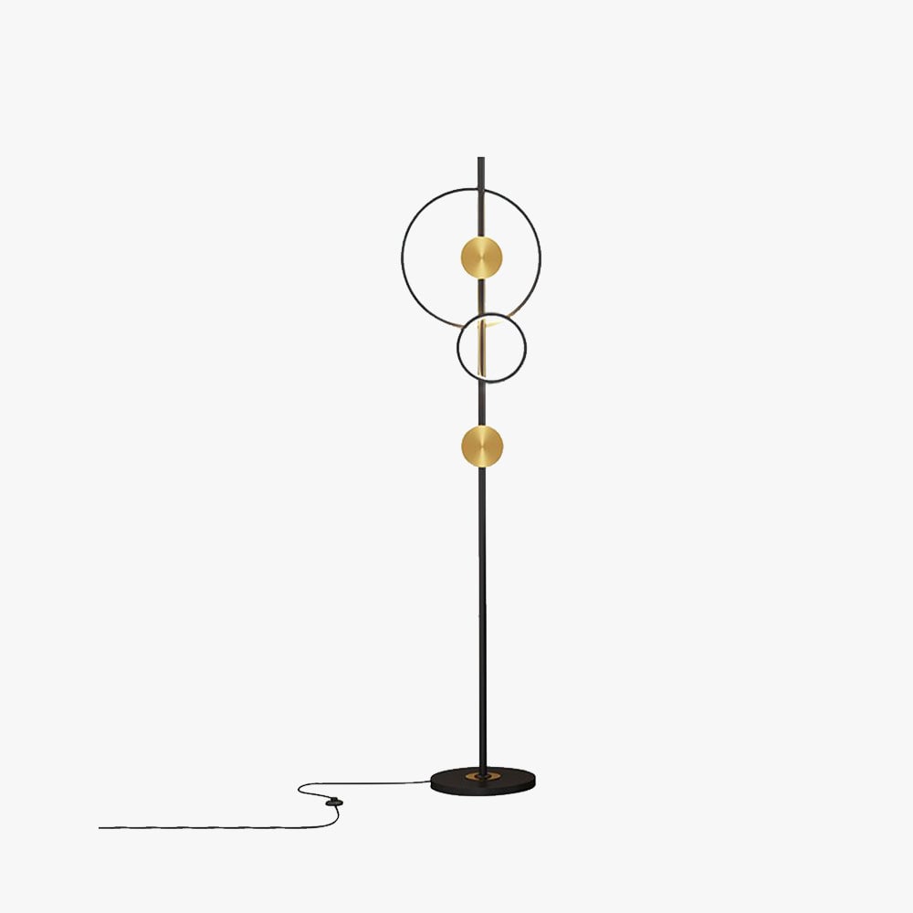 Arisha Modern Ring Design Floor Lamp, Black&Gold - Lumpaz