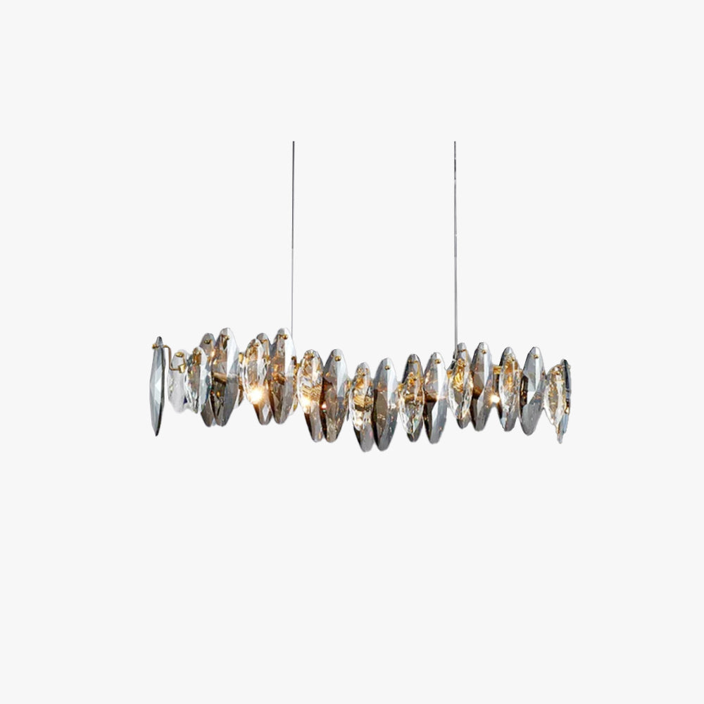 Olivia luxurious Elliptical Glass/Metal Pendant Light Gold - Lumpaz