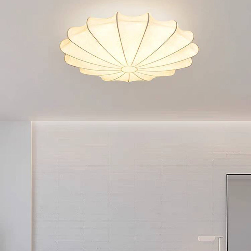 Renée Modern Elagant Round Metal/Fabric Flush Mount Ceiling Light, White - Lumpaz