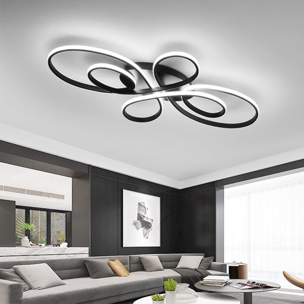 Lacey Modern LED Multi Rings Flush Mount Ceiling Light Brown/White - Lumpaz