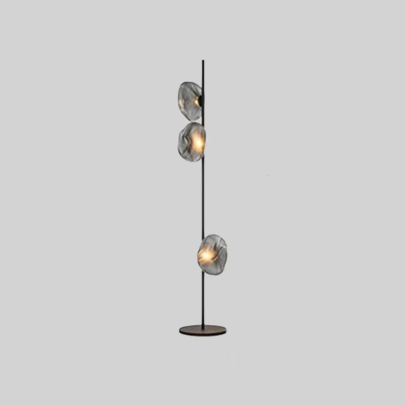 Byers Luxury Flower Metal/Glass Floor Lamp, Black/Gold/Gray - Lumpaz