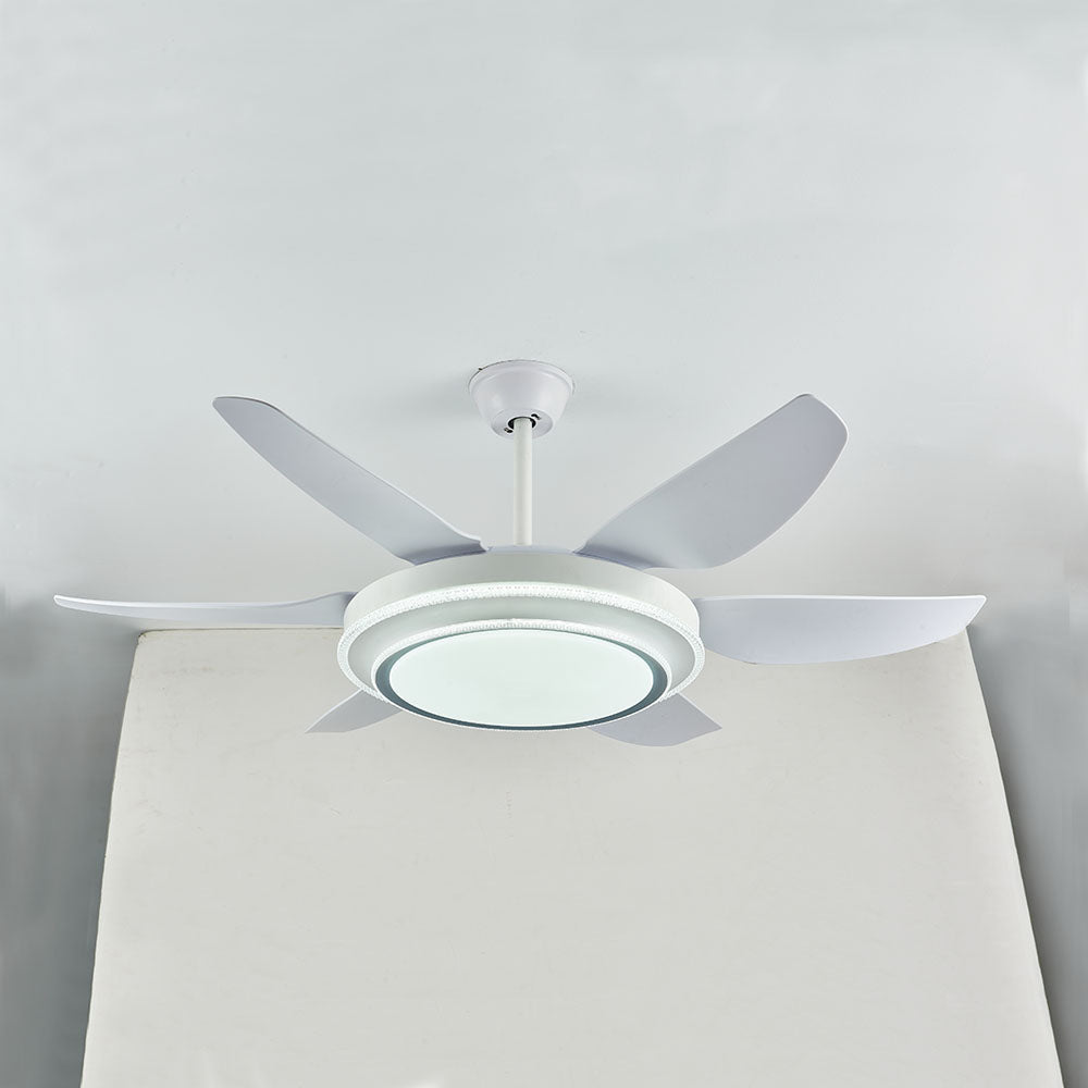 Haydn 6-Blade  Modern Basic  DC Ceiling Fan with Light, White, 51'' - Lumpaz