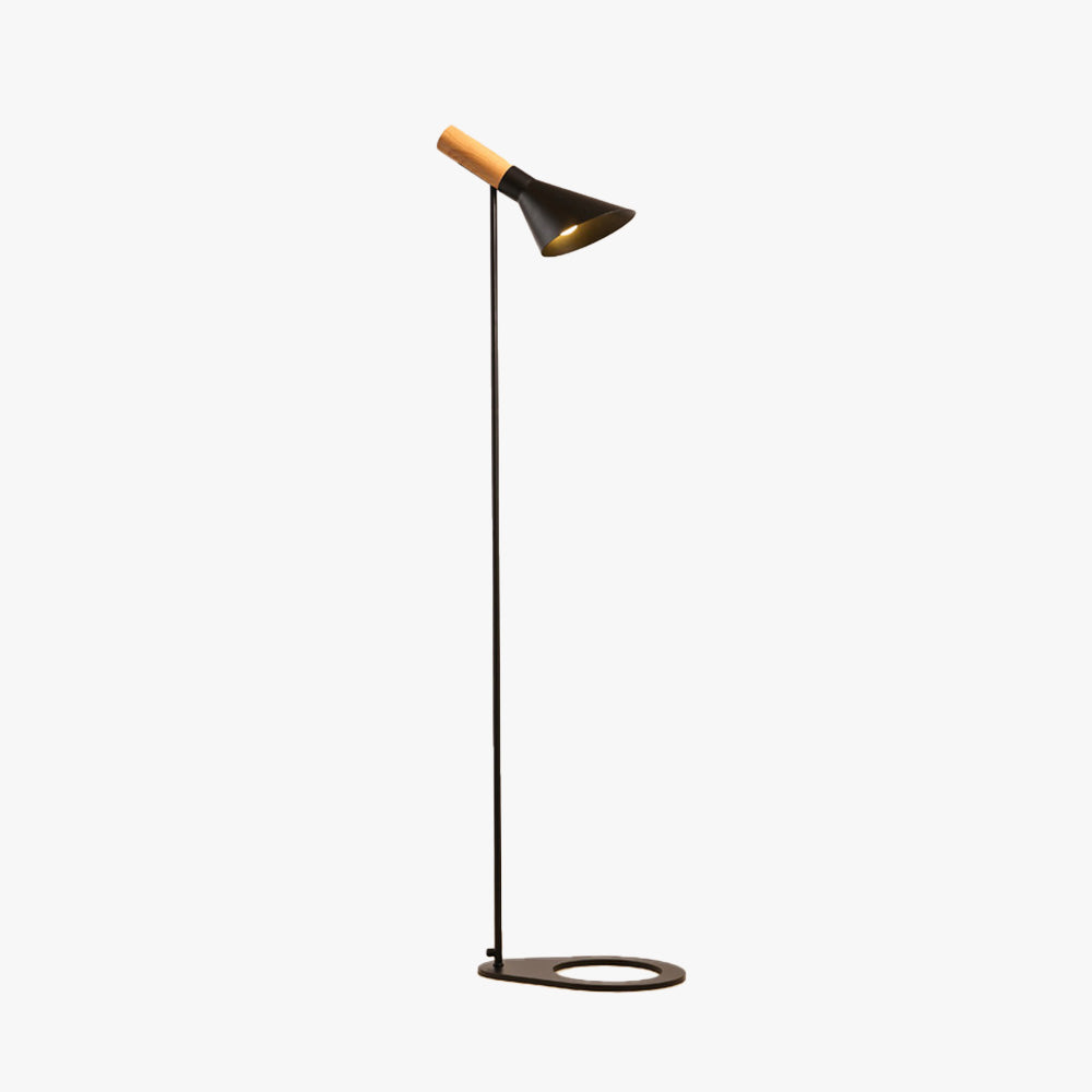 Carins Modern Minimalist Metal/Wood Floor Lamp, Black/White - Lumpaz