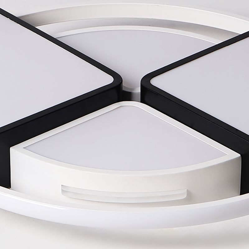 Quinn Modern Round Flush Mount Ceiling Light, Black&White - Lumpaz