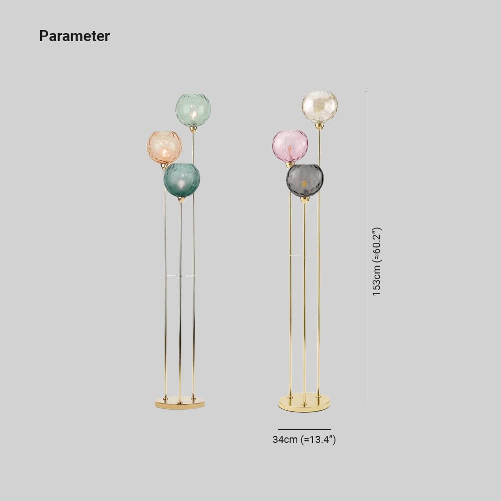 Hailie Designer Bubble Floor Lamp, Metal/Glass - Lumpaz