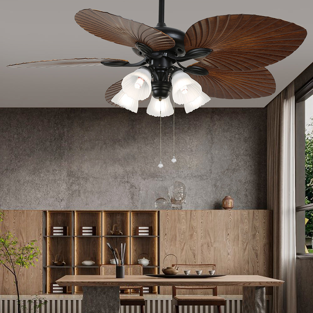 Ross 5-Blade Ceiling Fans /Lantern, 1/3/5 Heads, DIA 51.9'' - Lumpaz