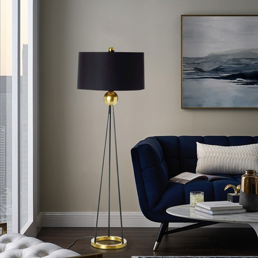 Salgado Modern Tripod Metal Floor Lamp, Black - Lumpaz