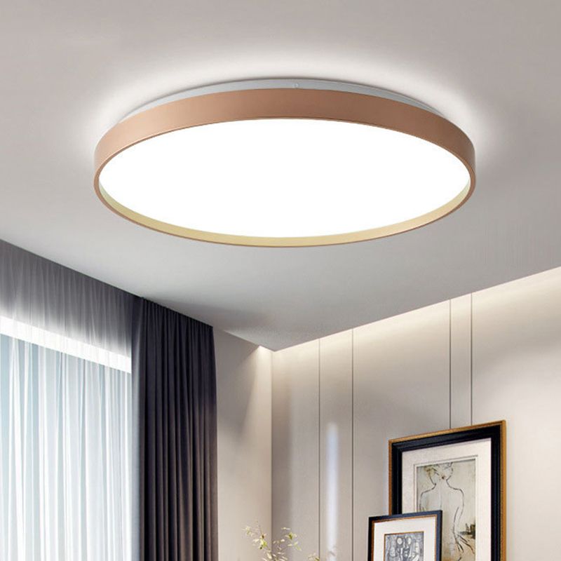 Quinn Minimalist Round Metal/Acrylic Flush Mount Ceiling Light, White/Coffee/Gray/Gold - Lumpaz