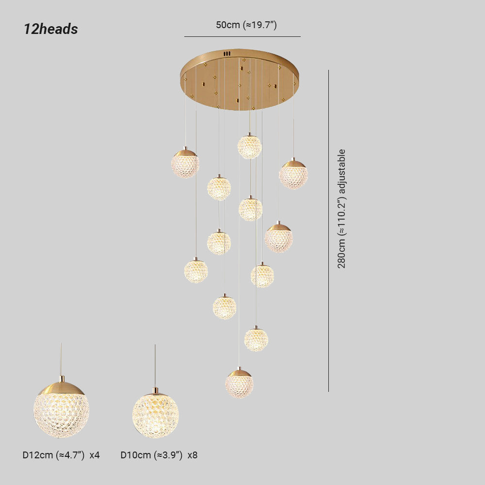 Jibril Multi Staircase Modern Art Deco Pendant Light, Gold - Lumpaz