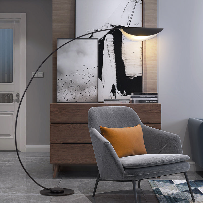 Edge Modern Arch Metal Floor Lamp, Black Bedroom/Living Room - Lumpaz