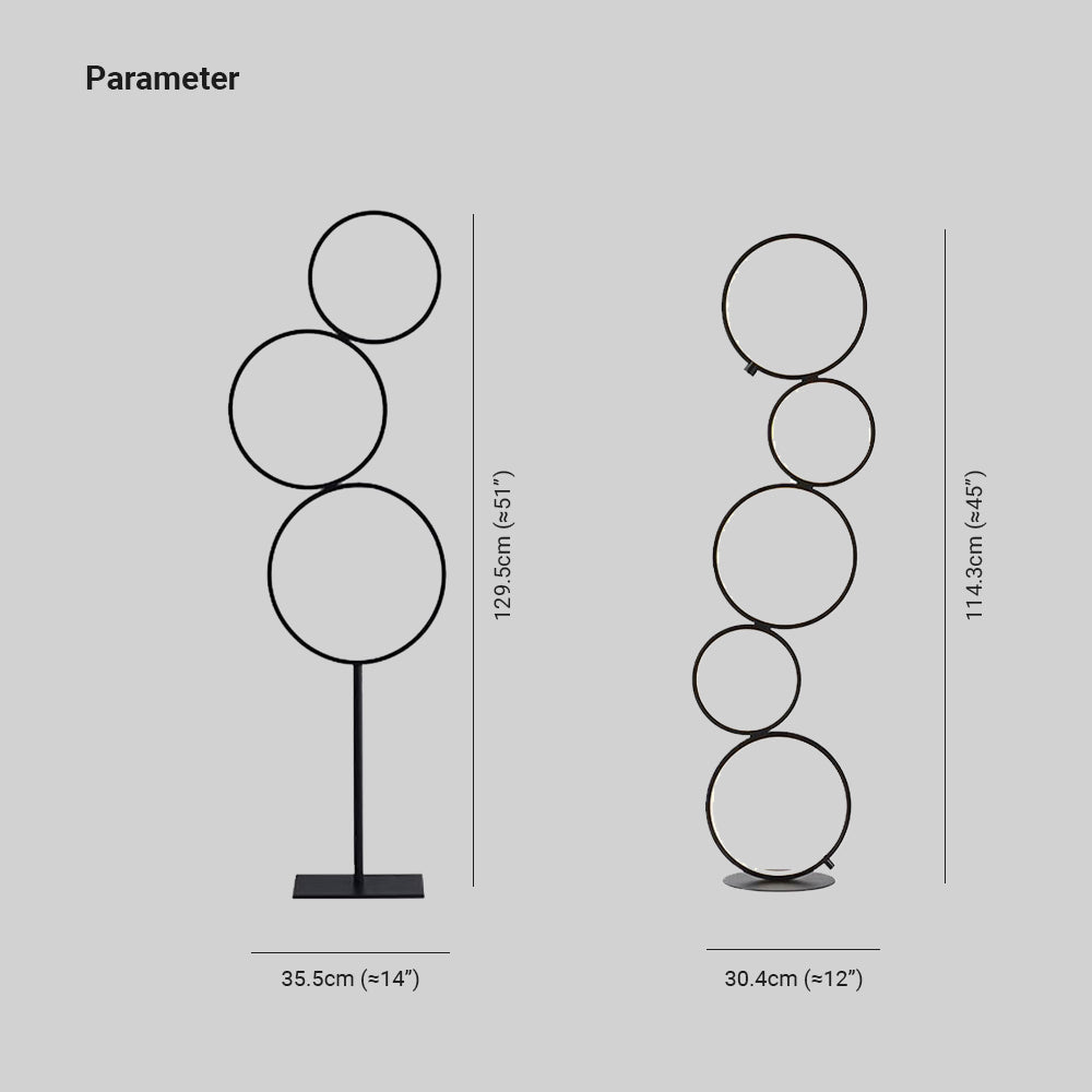 Arisha Nordic Modern Ring Floor Lamp, Black/White - Lumpaz