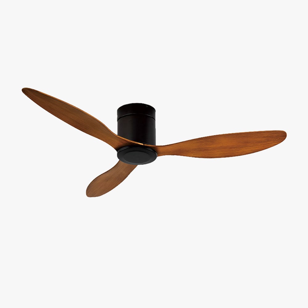 Walters Minimalist 3-Blade DC Ceiling Fan, Black & Wood, 52'' - Lumpaz