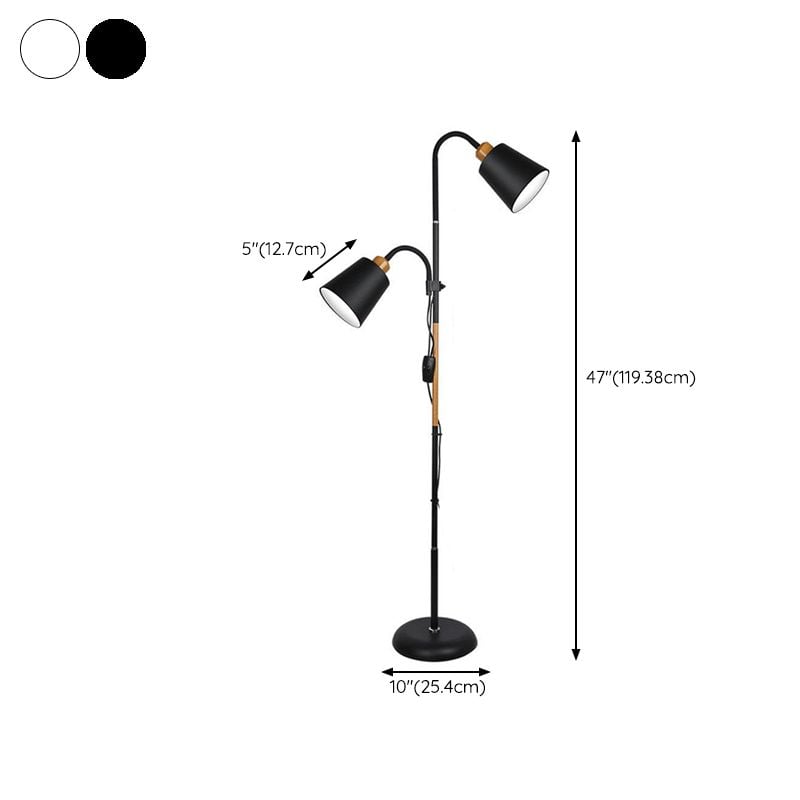 Eryn Floor Lamp Double Head Modern, Metal,Black/White, Bedroom - Lumpaz