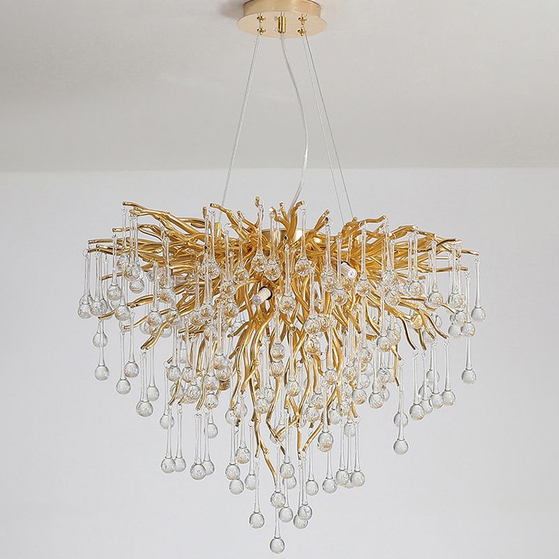 Colon Pendant Light Tassel Luxury, Metal/Crystal, Gold, Bedroom - Lumpaz