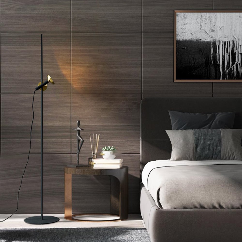 Salgado Modern Minimalist Metal Projector Floor Lamp, Black - Lumpaz